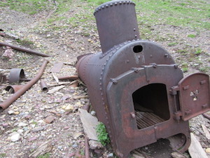Cracker Mine Steam Engine Boiler, Glacier National Park, Many Glacier region