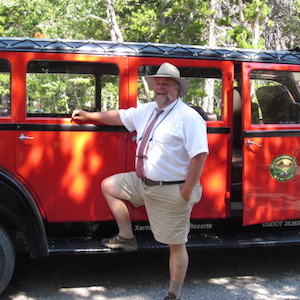 Red Bus Driver Glacier National Park