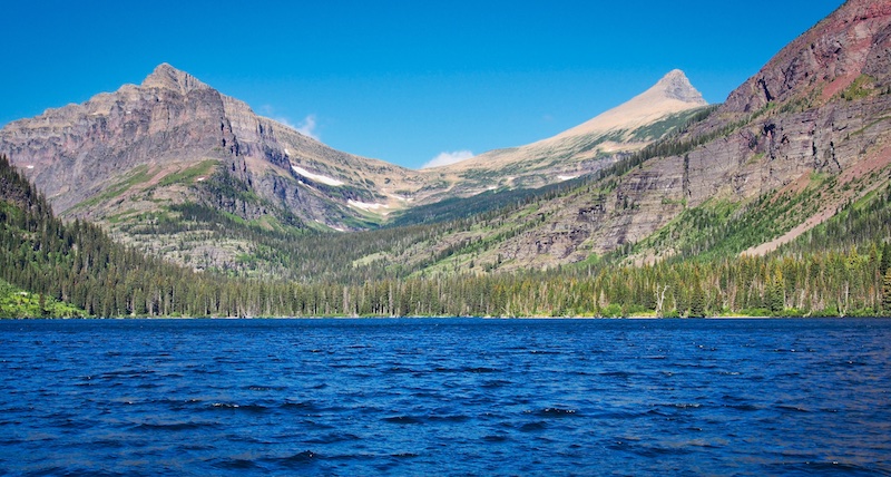 Two Medicine Lake, Mount Helen and Flinsch Peak from the Sinopah Launch, Glacier National Park