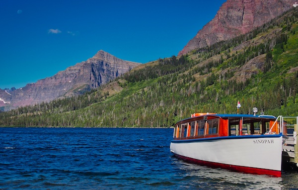 Two Medicine Lake and the historic boat Sinopah