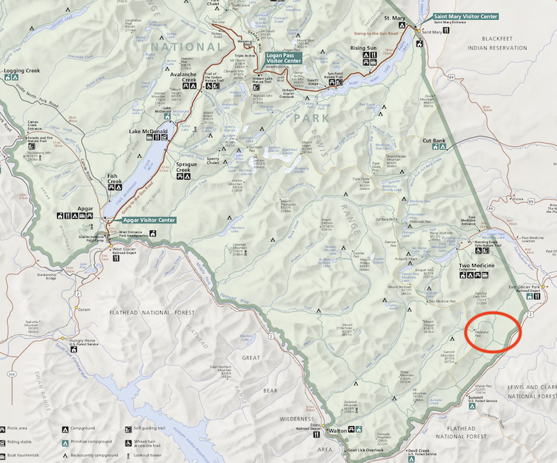 Firebrand Pass Hike, Glacier National Park Map