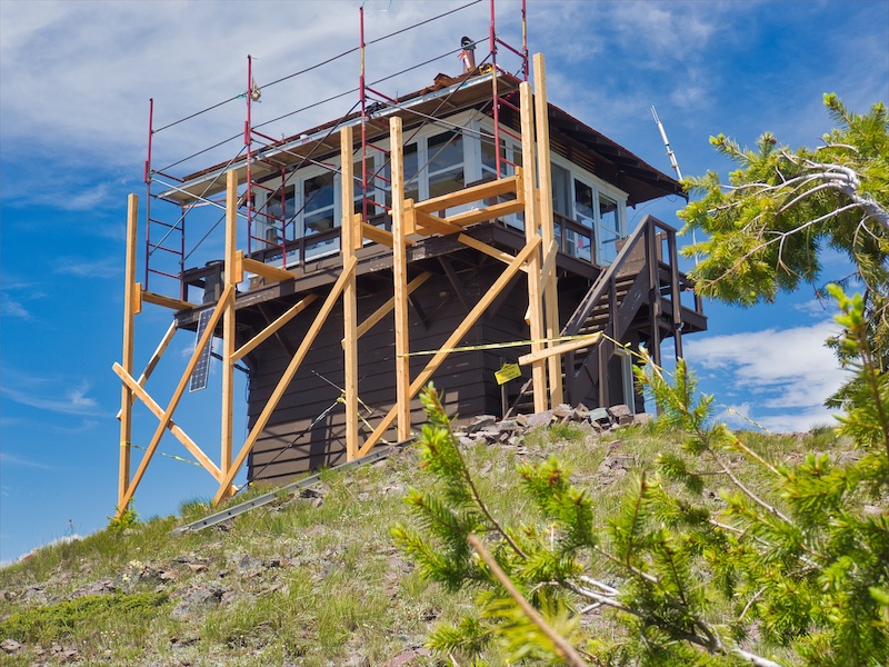 Maintenance Work on the 1933 Huckleberry Fire Lookout 2018, Glacier National Park