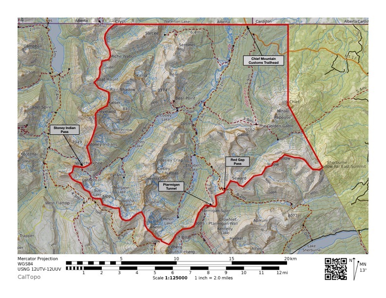 Glacier National Park, Belly River Region Map