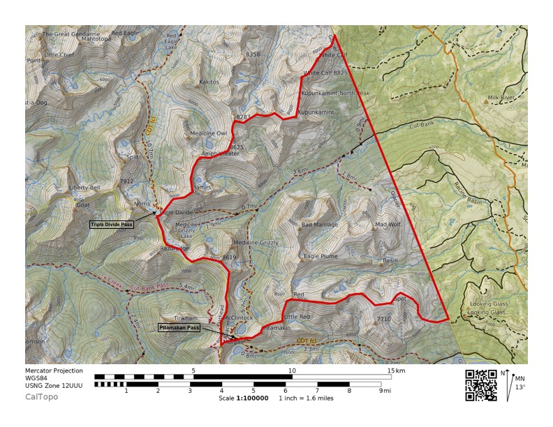 Glacier National Park, Cut Bank Region map