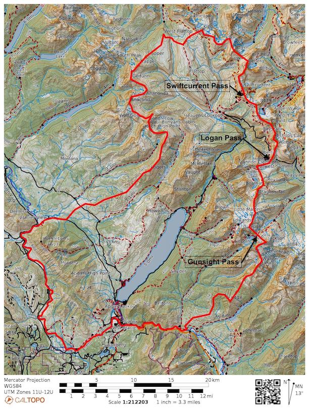 Glacier National Park, Lake McDonald Region map