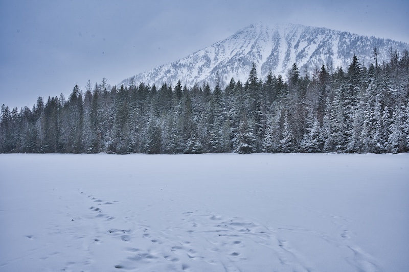 Glacier National Park, Johns Lake and Stanton Mountain in December
